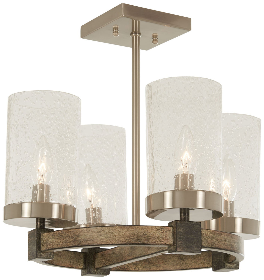 Minka Lavery Bridlewood Four Light Semi Flush Mount in Stone Grey with Brushed Nickell