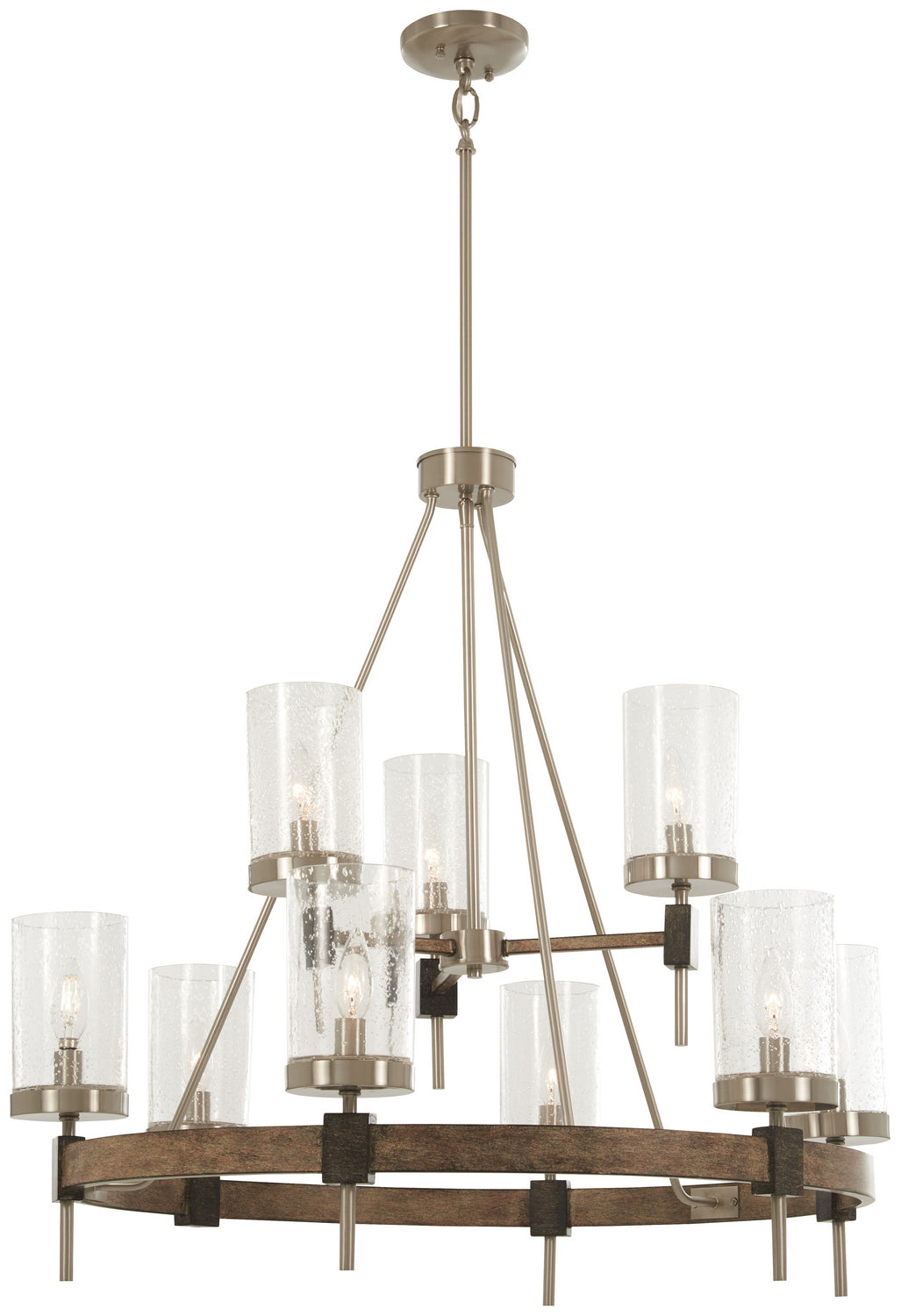 Minka Lavery Bridlewood Nine Light Chandelier in Stone Grey with Brushed Nickell