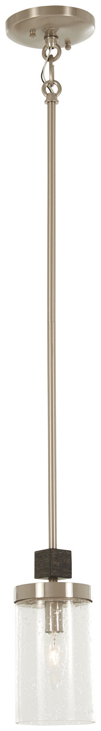 Minka Lavery Bridlewood One Light Mini Pendant in Stone Grey with Brushed Nickell