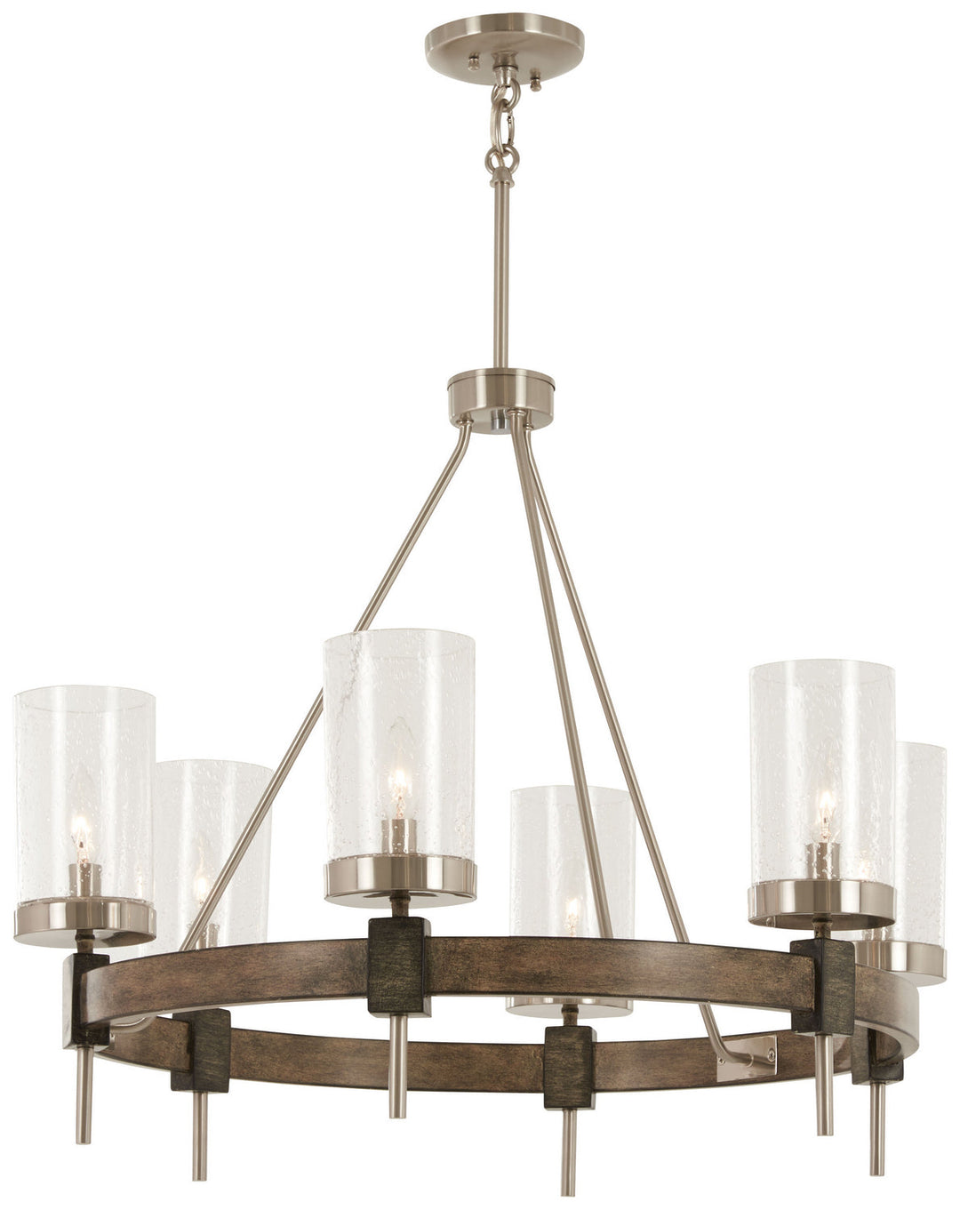 Minka Lavery Bridlewood Six Light Chandelier in Stone Grey with Brushed Nickell