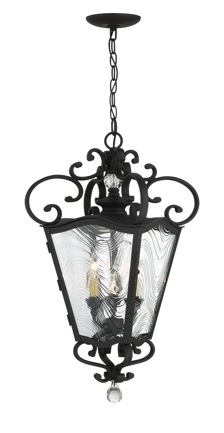 Minka Lavery Brixton Ivy Three Light Outdoor Chain Hung in Coal with Honey Goldd Highlight