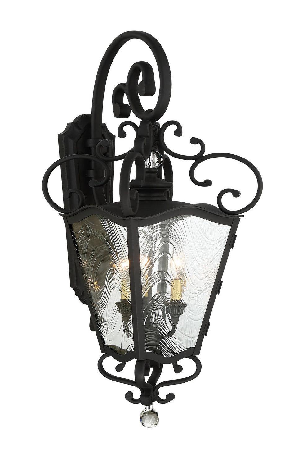 Minka Lavery Brixton Ivy Three Light Outdoor Lantern in Coal with Honey Goldd Highlight