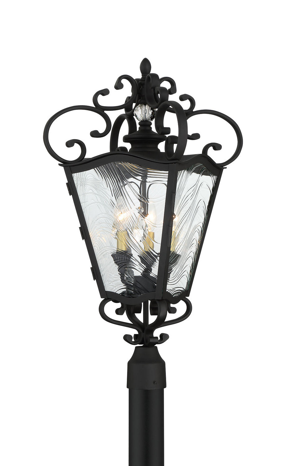 Minka Lavery Brixton Ivy Three Light Outdoor Post Mount in Coal with Honey Goldd Highlight