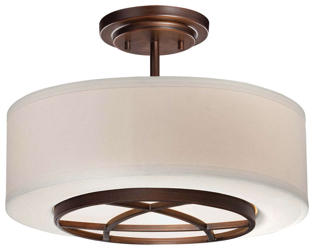 Minka Lavery City Club Three Light Semi Flush Mount in Dark Brushed Bronze (Painted)