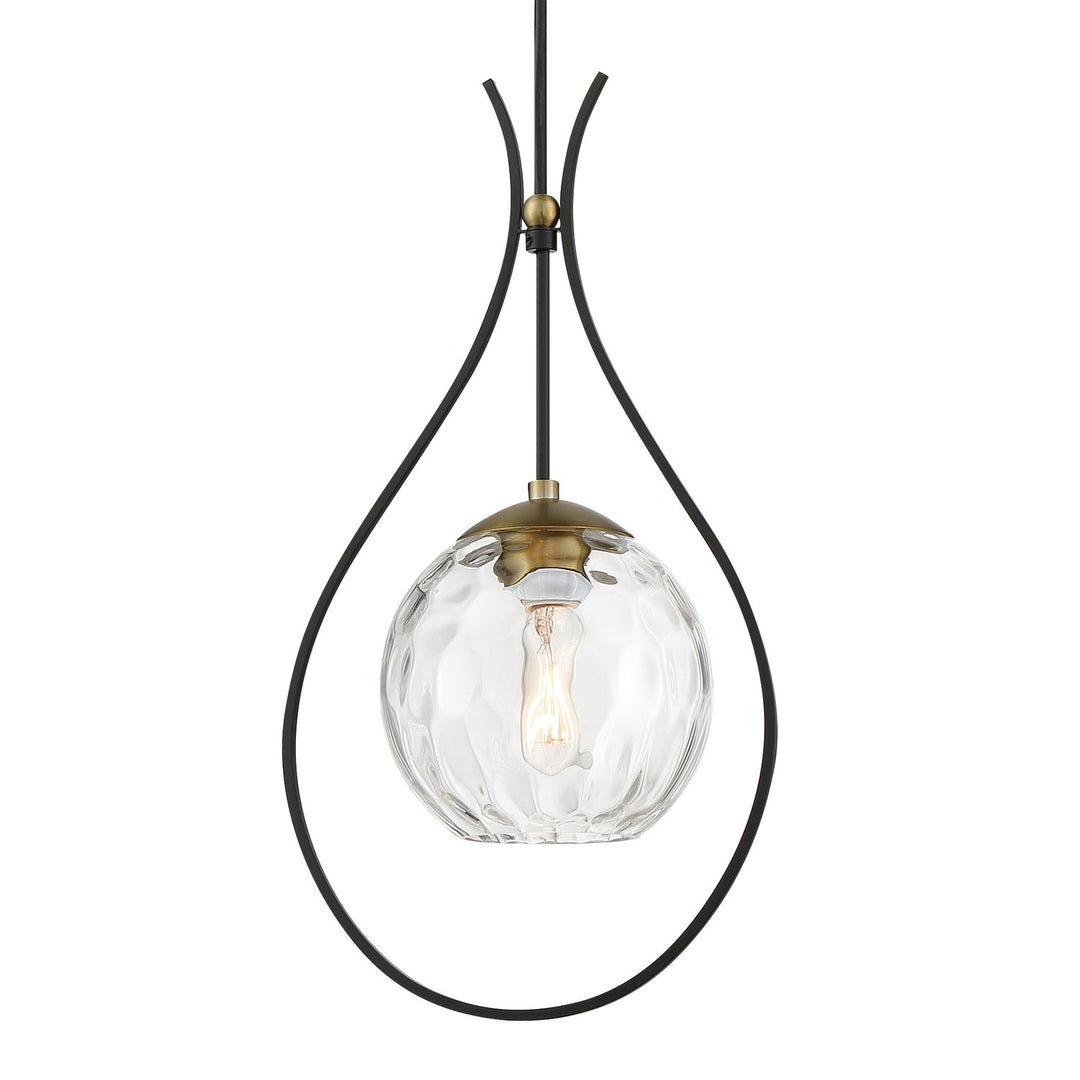 Minka Lavery Cody One Light Mini Pendant in Coal And Soft Brass
