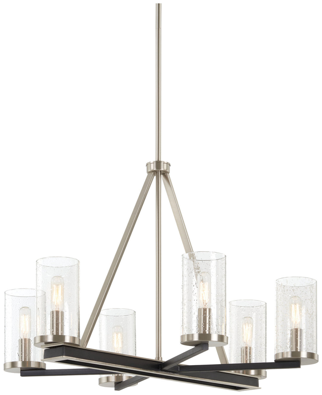 Minka Lavery Coles Crossing Six Light Chandelier in Coal with Brushed Nickell