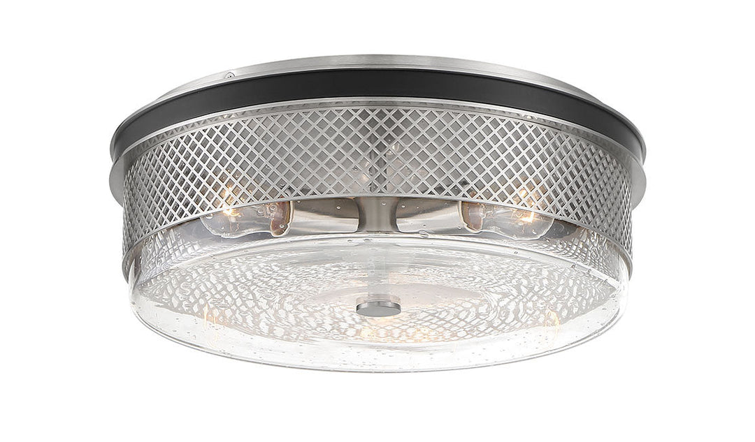 Minka Lavery Coles Crossing Three Light Flush Mount in Coal with Brushed Nickell