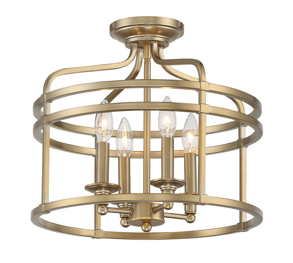 Minka Lavery Covent Park Four Light Semi Flush Mount in Brushed Honey Goldd