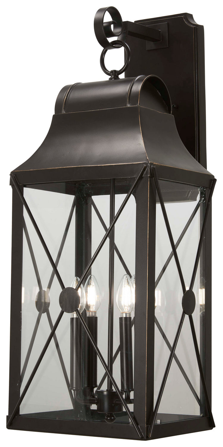 Minka Lavery De Luz Four Light Outdoor Wall Mount in Oil Rubbed Bronze with Gold Highlights