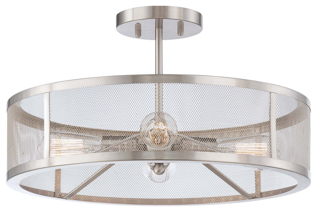 Minka Lavery Downtown Edison Four Light Semi Flush Mount in Brushed Nickel
