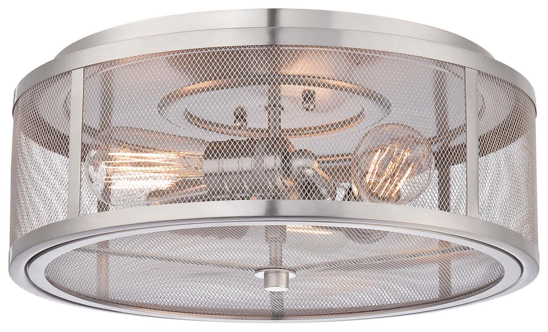 Minka Lavery Downtown Edison Three Light Flush Mount in Brushed Nickel