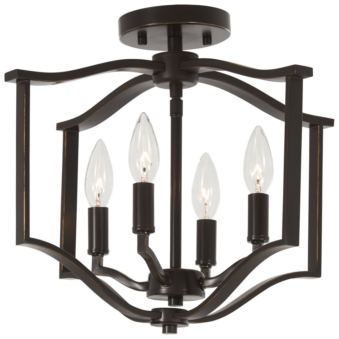 Minka Lavery Elyton Four Light Semi Flush Mount in Downton Bronze with Gold Highlights