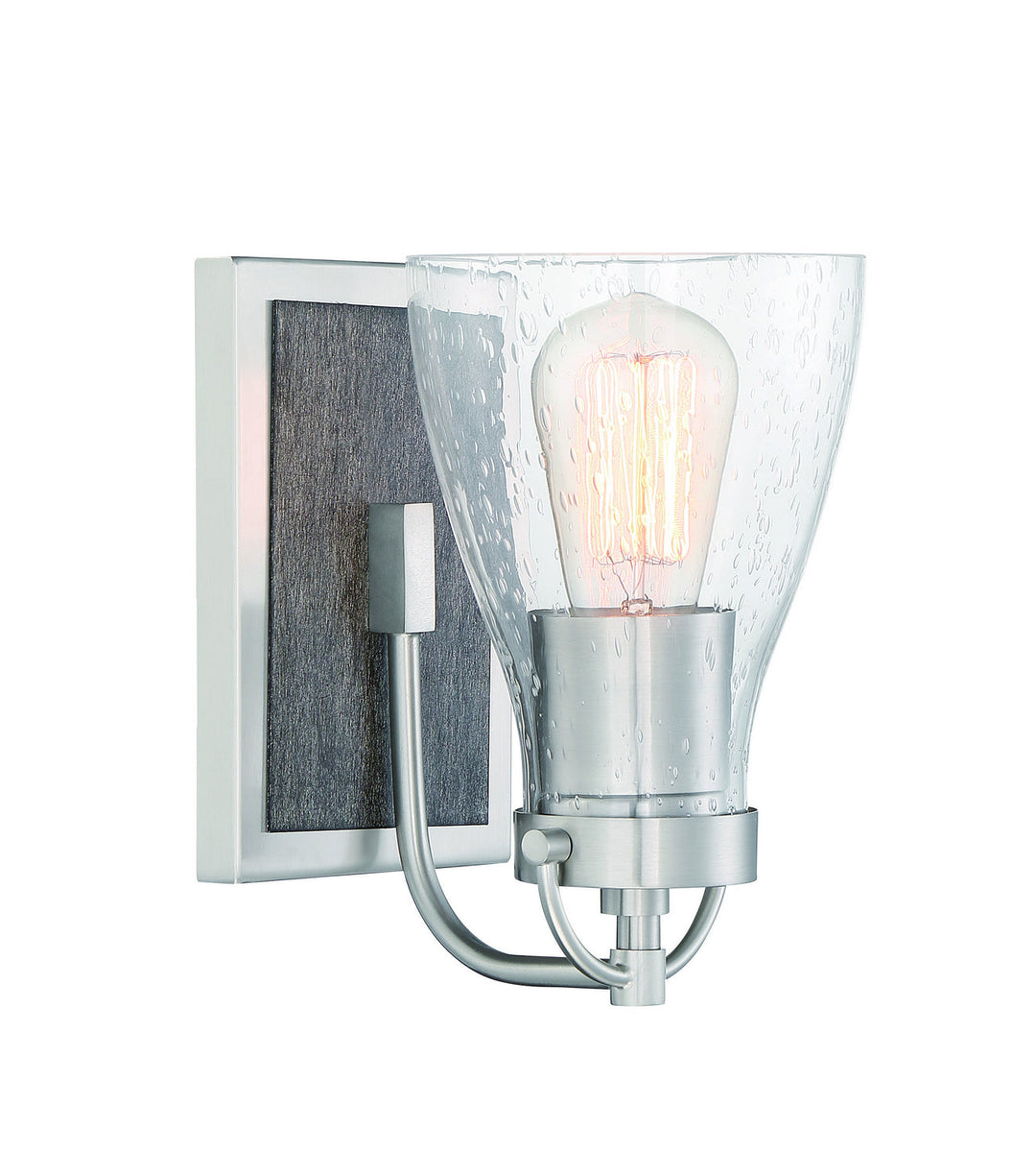 Minka Lavery Garrison One Light Bath in Brushed Nickel with Shale Wood