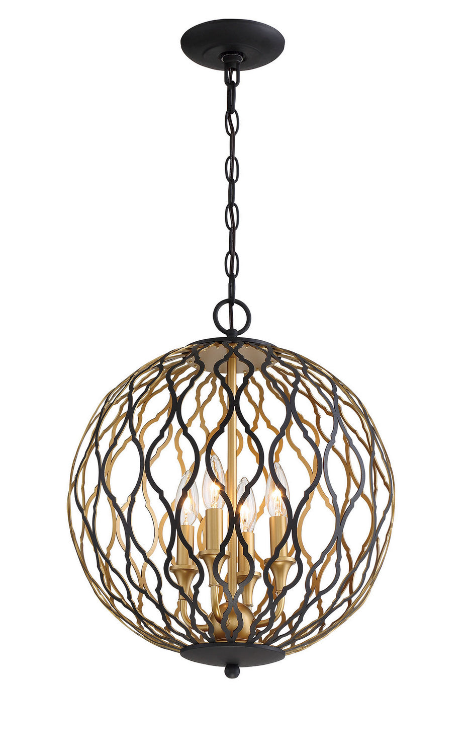 Minka Lavery Gilded Glam Four Light Pendant in Sand Coal With Painted And Pla