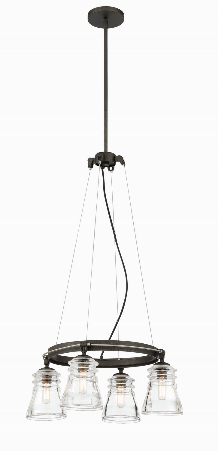 Minka Lavery Graham Avenue Four Light Chandelier in Smoked Iron And Brushed Nickel