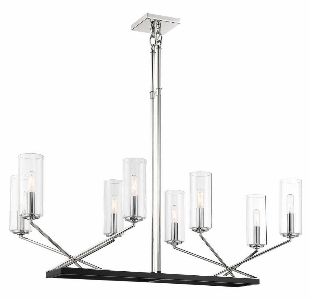 Minka Lavery Highland Crossing Eight Light Island Pendant in Coal with Polished Nickel Highlig