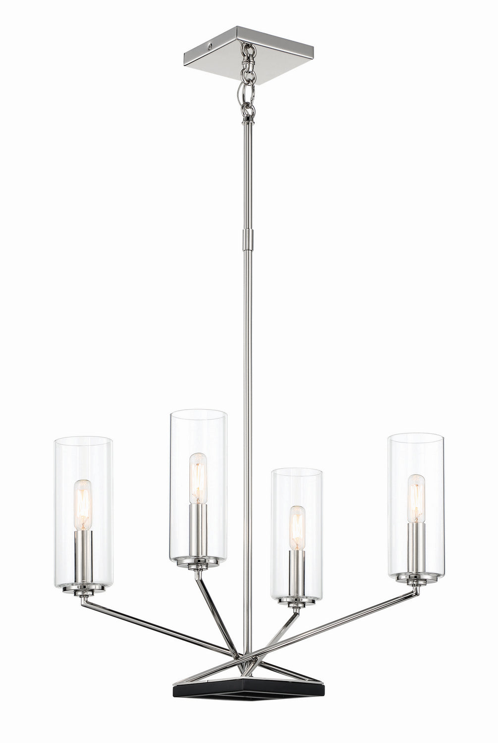 Minka Lavery Highland Crossing Four Light Chandelier in Coal with Polished Nickel Highlig