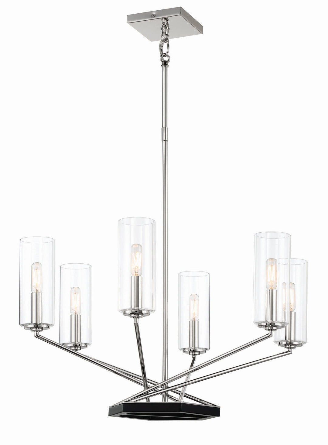 Minka Lavery Highland Crossing Six Light Chandelier in Coal with Polished Nickel Highlig