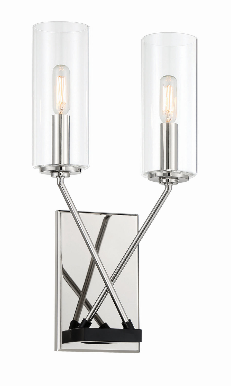 Minka Lavery Highland Crossing Two Light Wall Sconce in Coal with Polished Nickel Highlig