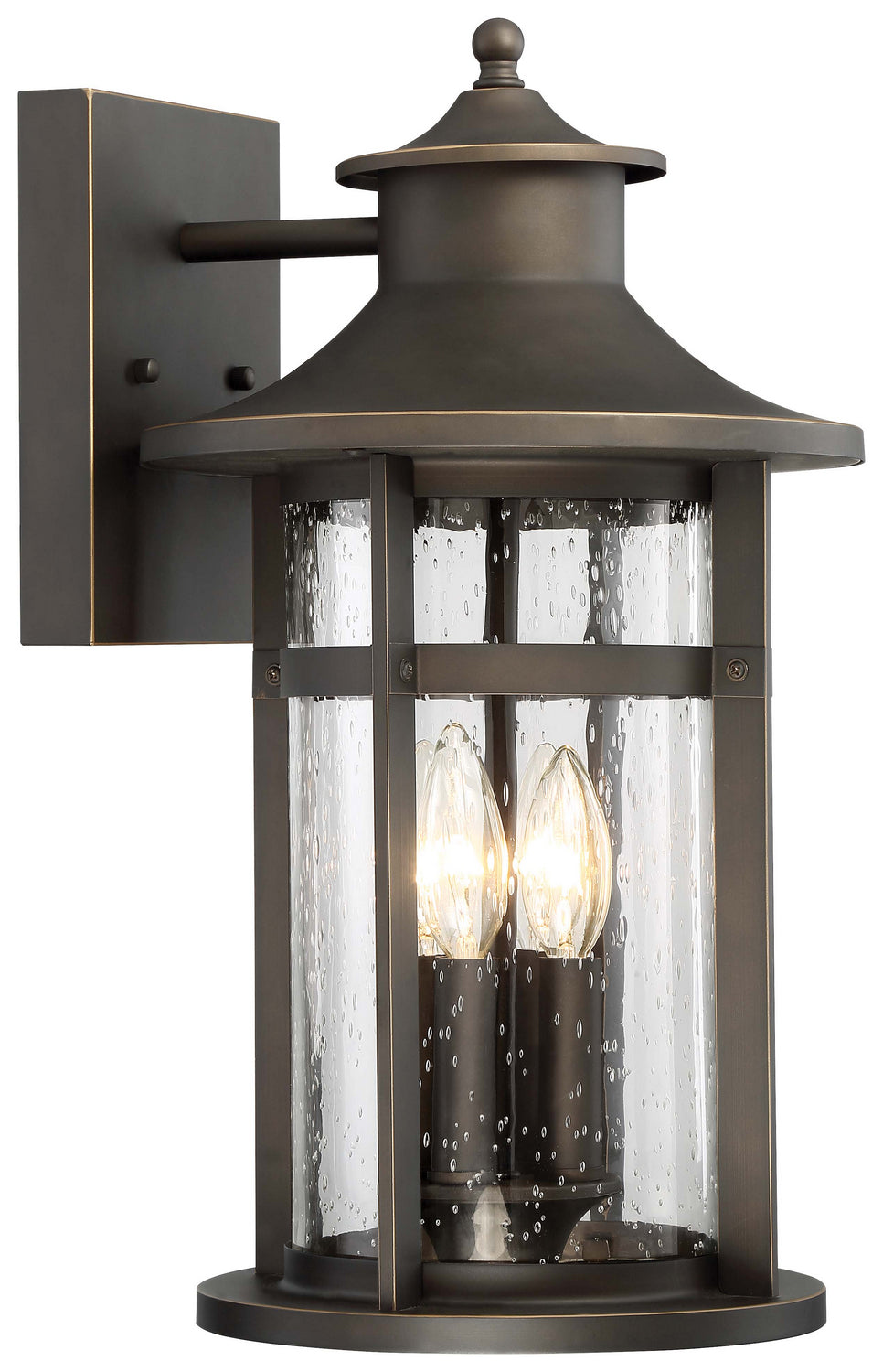 Minka Lavery Highland Ridge Four Light Outdoor Wall Lamp in Oil Rubbed Bronze with Gold Highlights