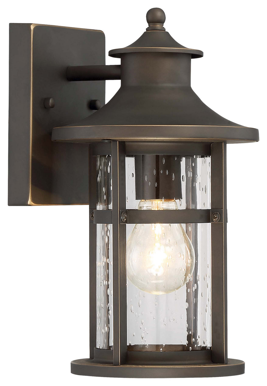 Minka Lavery Highland Ridge One Light Outdoor Wall Lamp in Oil Rubbed Bronze with Gold Highlights