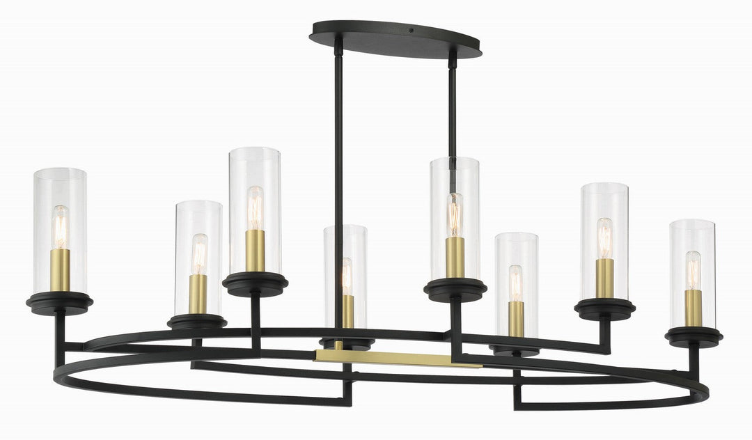 Minka Lavery Hillstone Eight Light Island Pendant in Sand Coal & Soft Brass