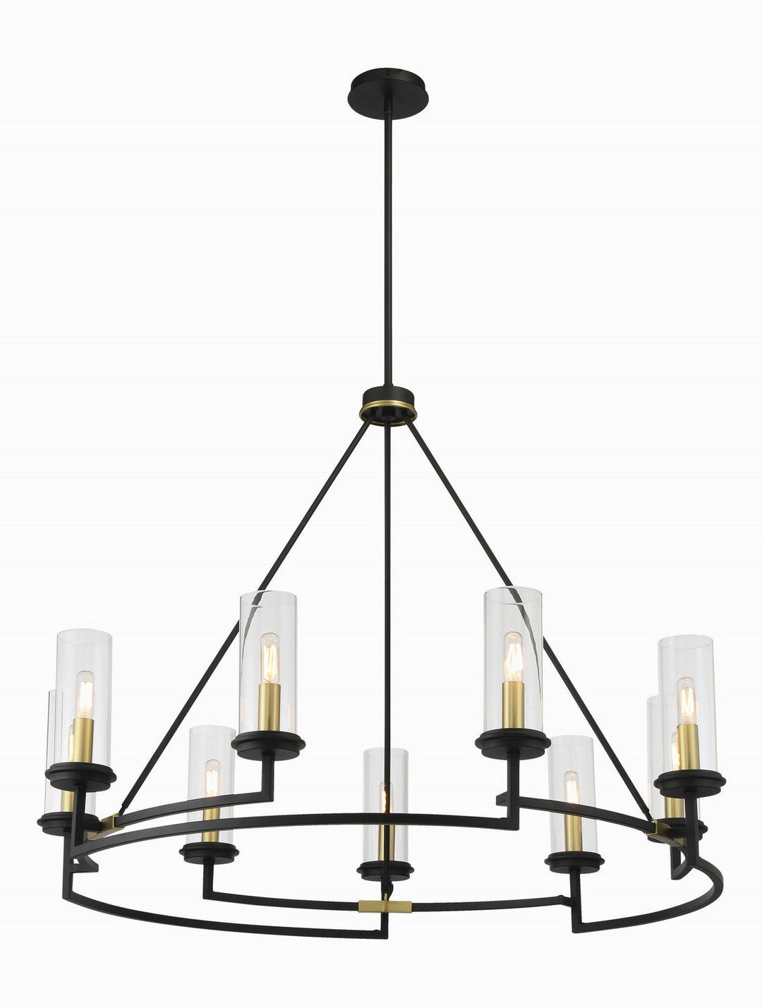 Minka Lavery Hillstone Nine Light Chandelier in Sand Coal & Soft Brass