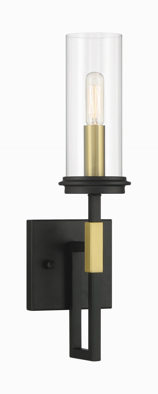 Minka Lavery Hillstone One Light Wall Sconce in Sand Coal & Soft Brass
