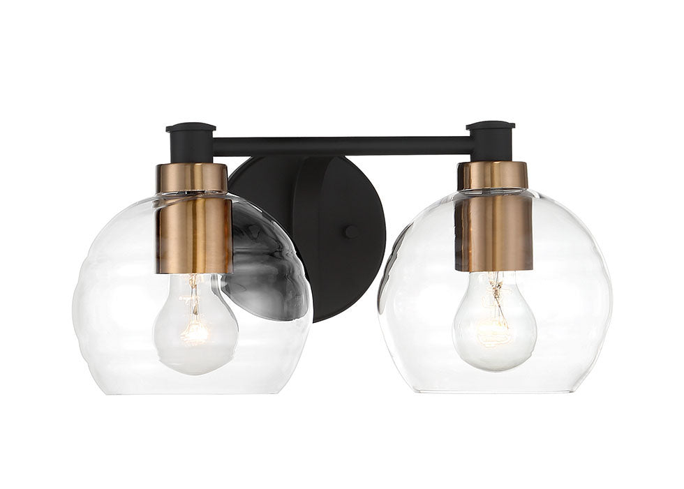 Minka Lavery Keyport Two Light Bath in Sand Coal with Natural Brushed Brass