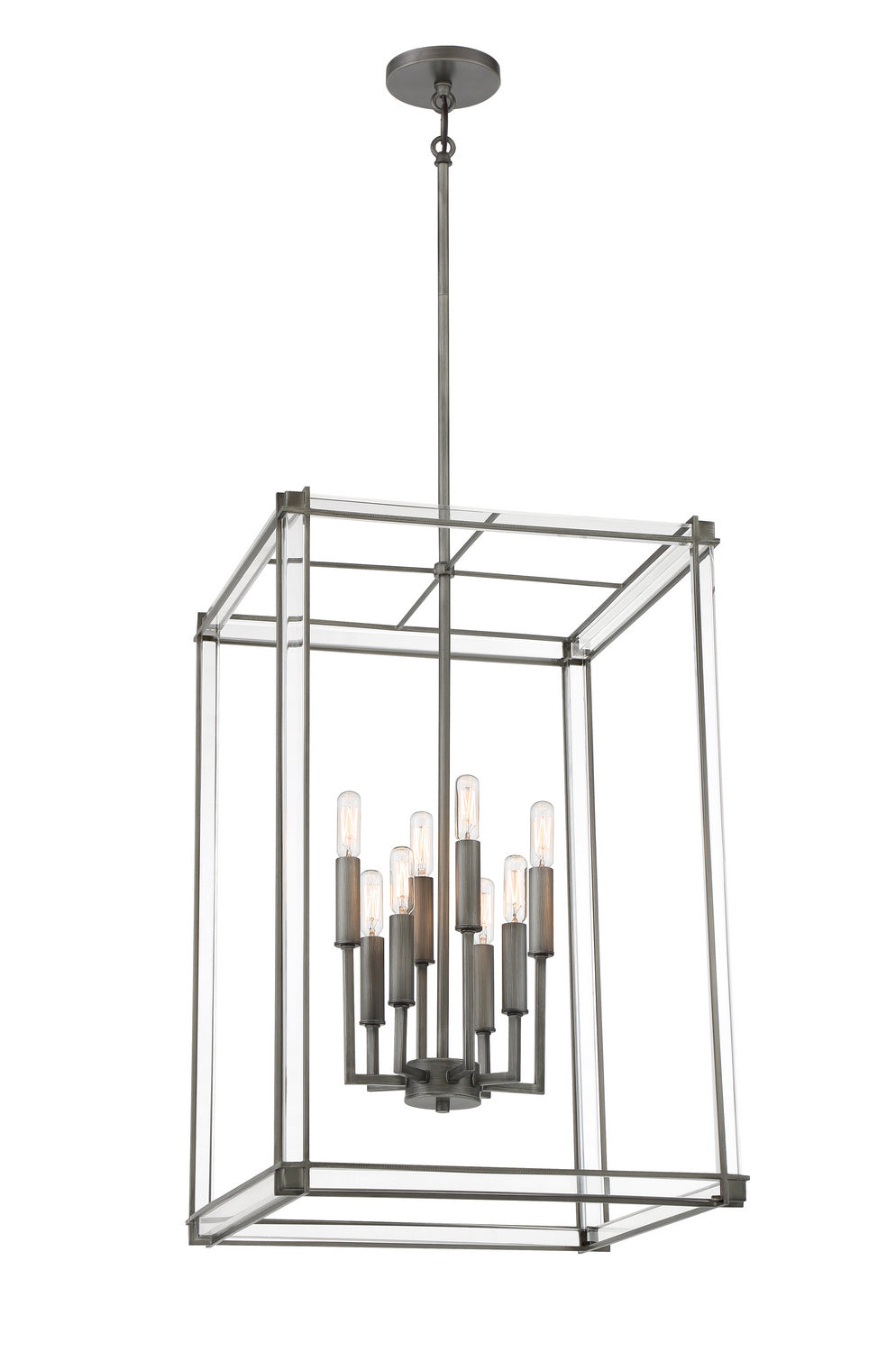Minka Lavery Langen Square Eight Light Pendant in Antique Nickel (Painted)
