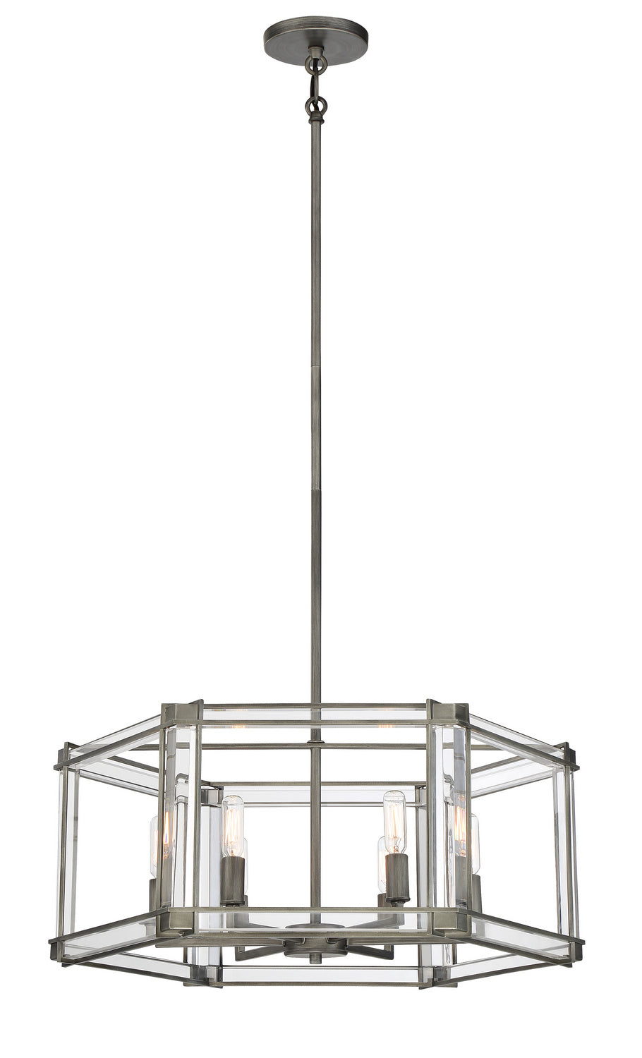 Minka Lavery Langen Square Six Light Chandelier in Antique Nickel (Painted)