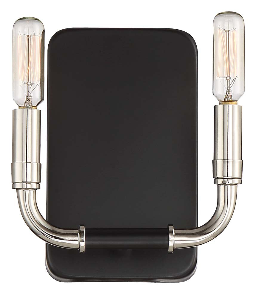 Minka Lavery Liege Two Light Wall Sconce in Coal with Polished Nickel Highlig