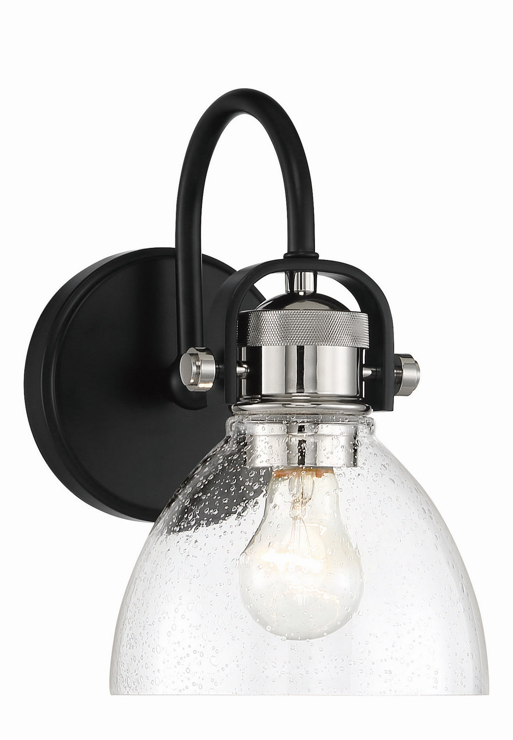 Minka Lavery Monico One Light Bath in Coal with Polished Nickel Highlig