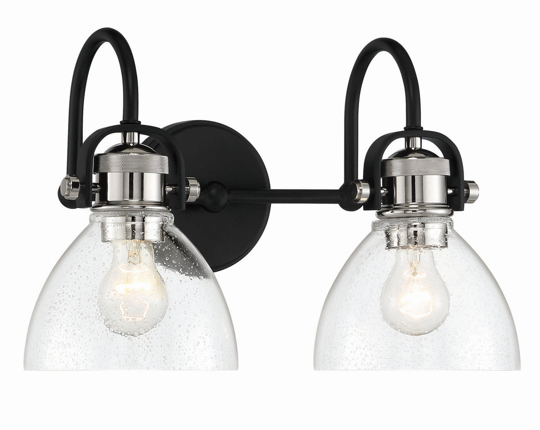 Minka Lavery Monico Two Light Bath in Coal with Polished Nickel Highlig