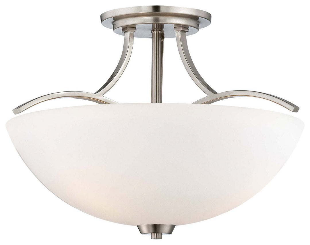 Minka Lavery Overland Park Three Light Semi Flush Mount in Brushed Nickel