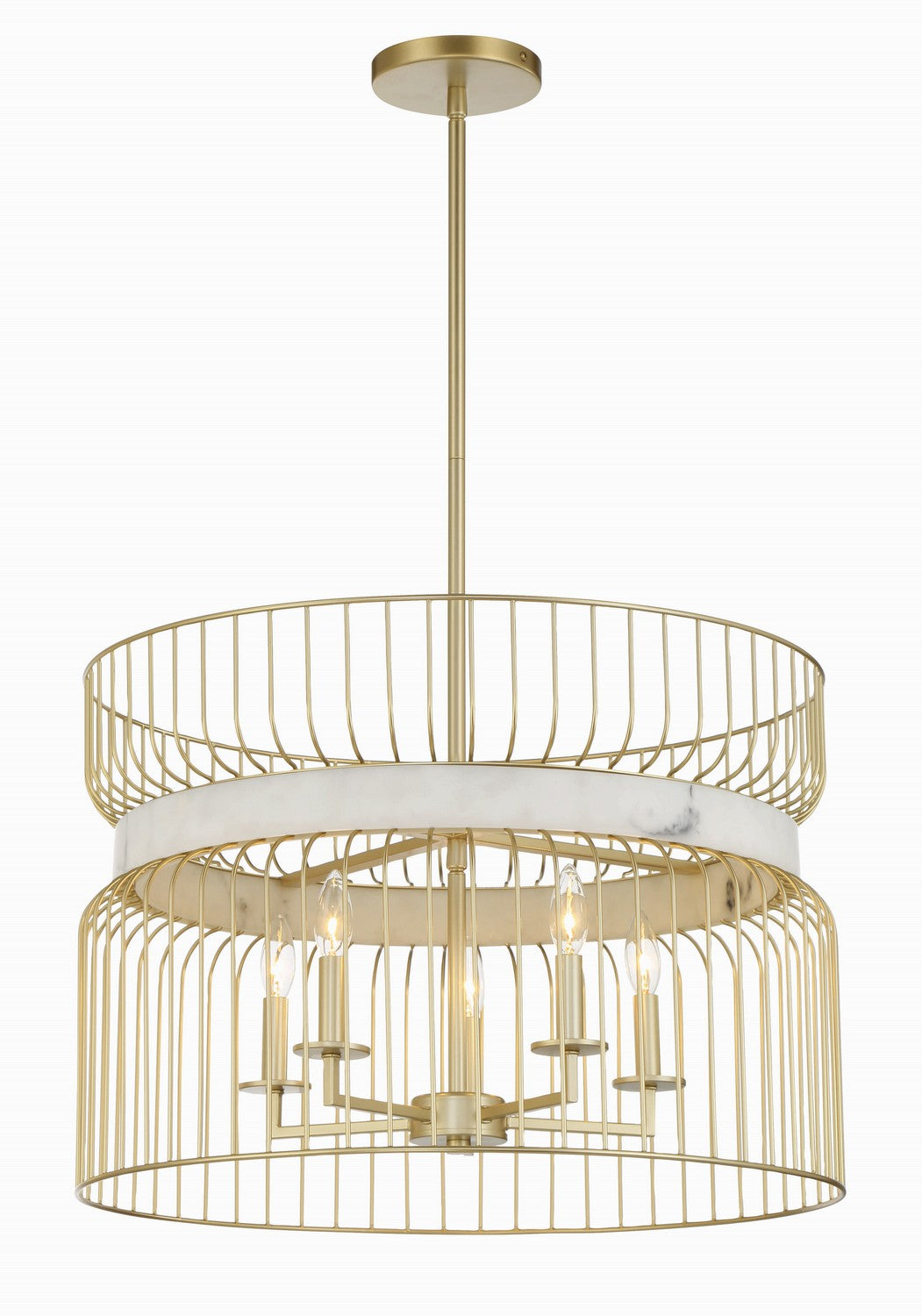 Minka Lavery Park Slope Five Light Pendant in Nouveau Gold