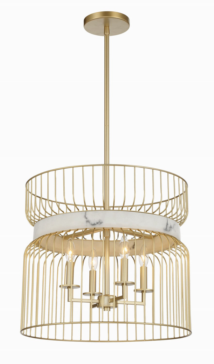 Minka Lavery Park Slope Four Light Pendant in Nouveau Gold