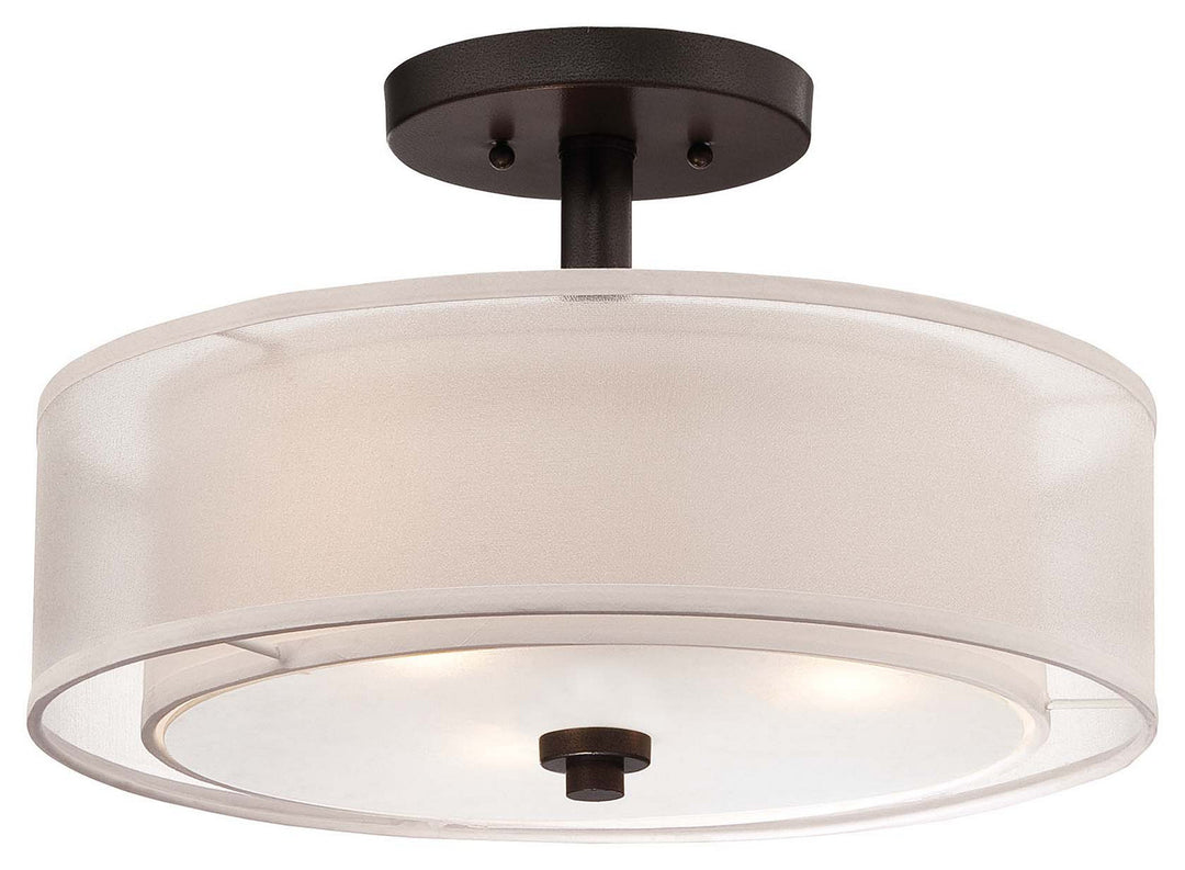 Minka Lavery Parsons Studio Three Light Semi Flush Mount in Smoked Iron