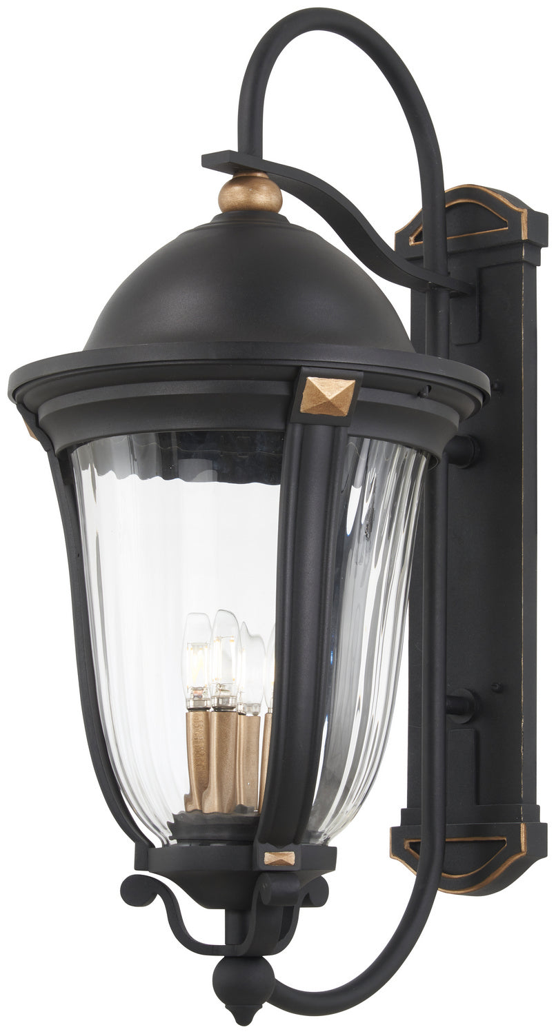 Minka Lavery Peale Street Five Light Outdoor Wall Mount in Sand Coal And Vermeil Gold