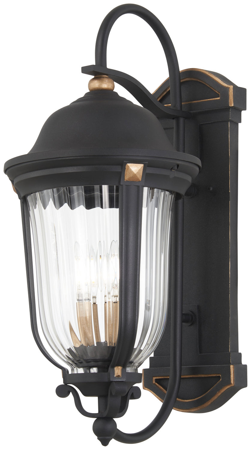 Minka Lavery Peale Street Four Light Outdoor Wall Mount in Sand Coal And Vermeil Gold