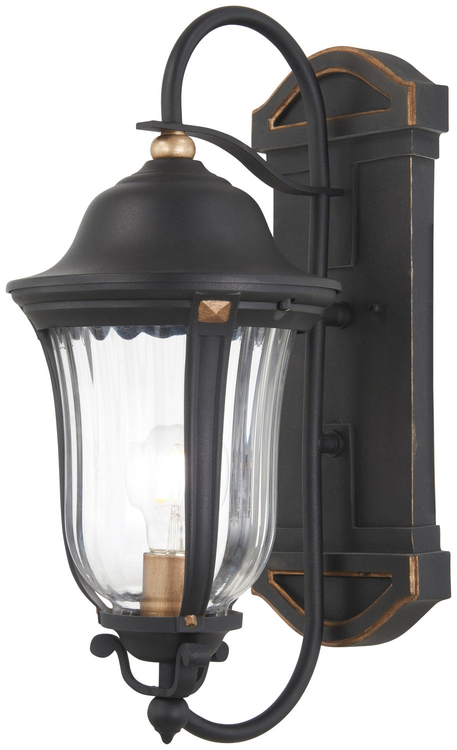 Minka Lavery Peale Street One Light Outdoor Wall Mount in Sand Coal And Vermeil Gold