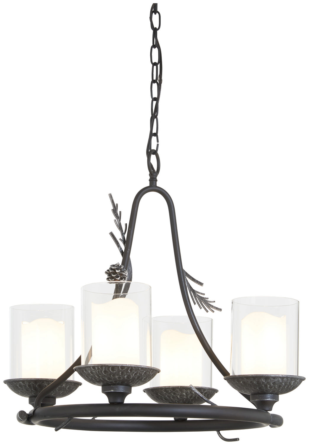 Minka Lavery Ponderosa Ridge Four Light Chandelier in Weathered Spruce with Silver