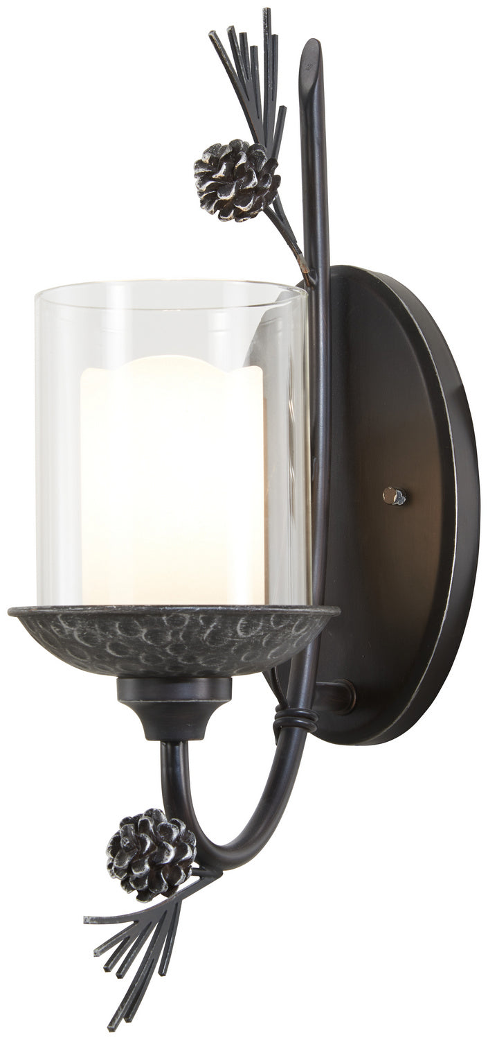 Minka Lavery Ponderosa Ridge One Light Wall Sconce in Weathered Spruce with Silver