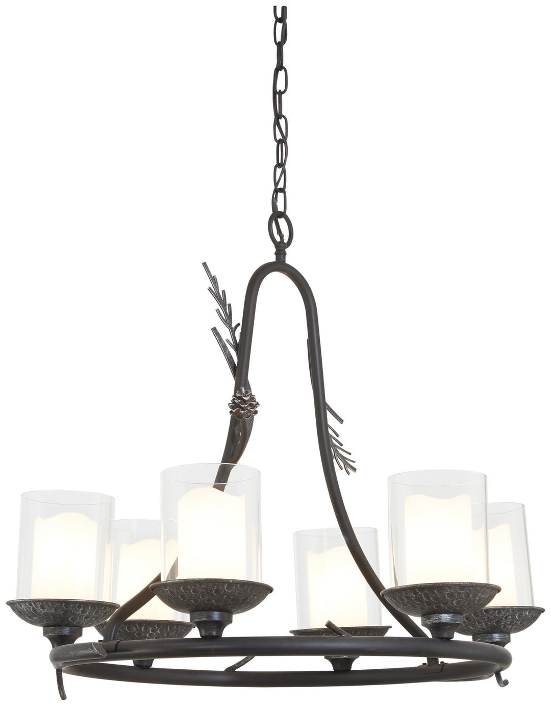 Minka Lavery Ponderosa Ridge Six Light Chandelier in Weathered Spruce with Silver