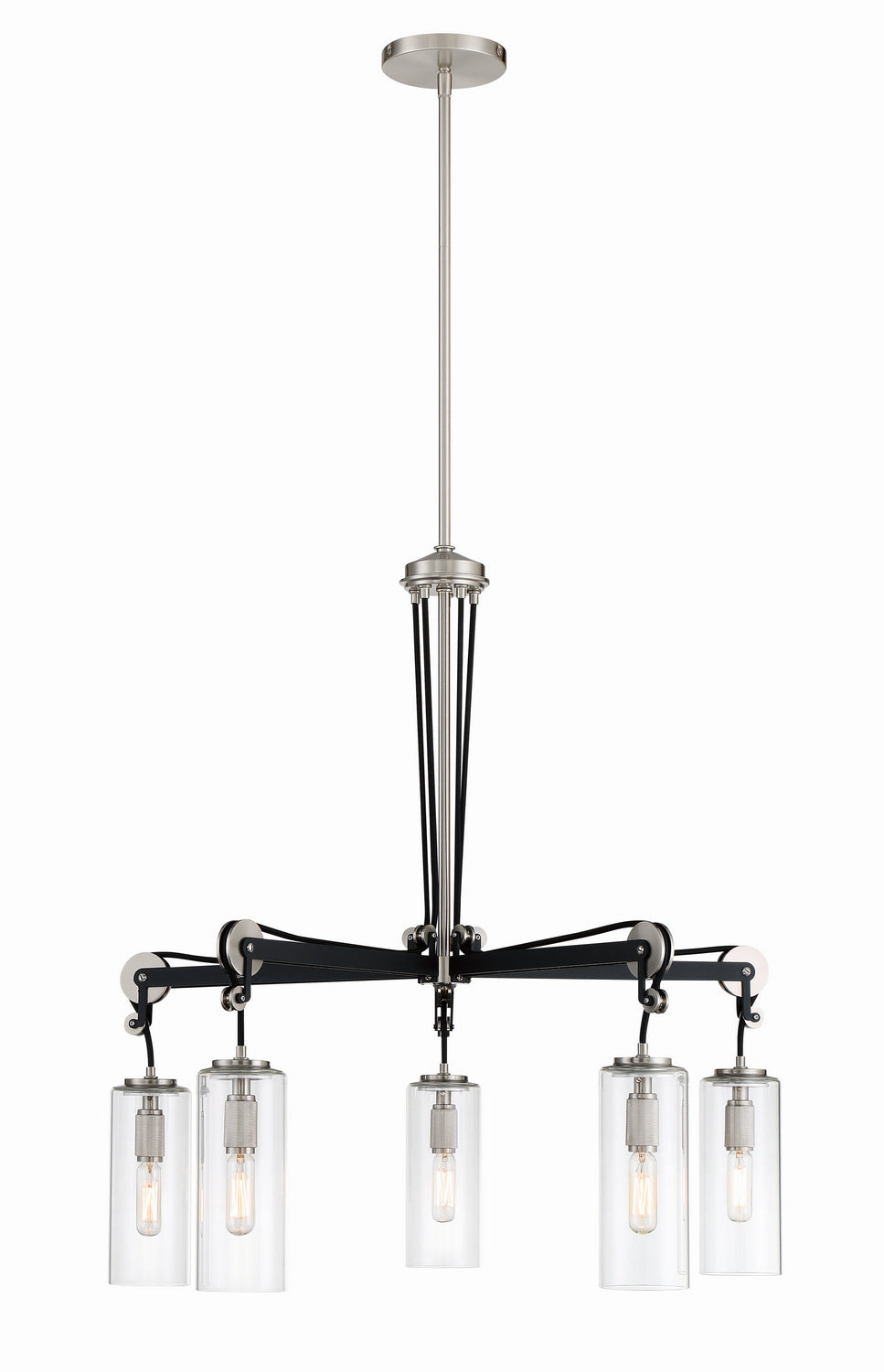 Minka Lavery Pullman Junction Five Light Chandelier in Coal with Brushed Nickel