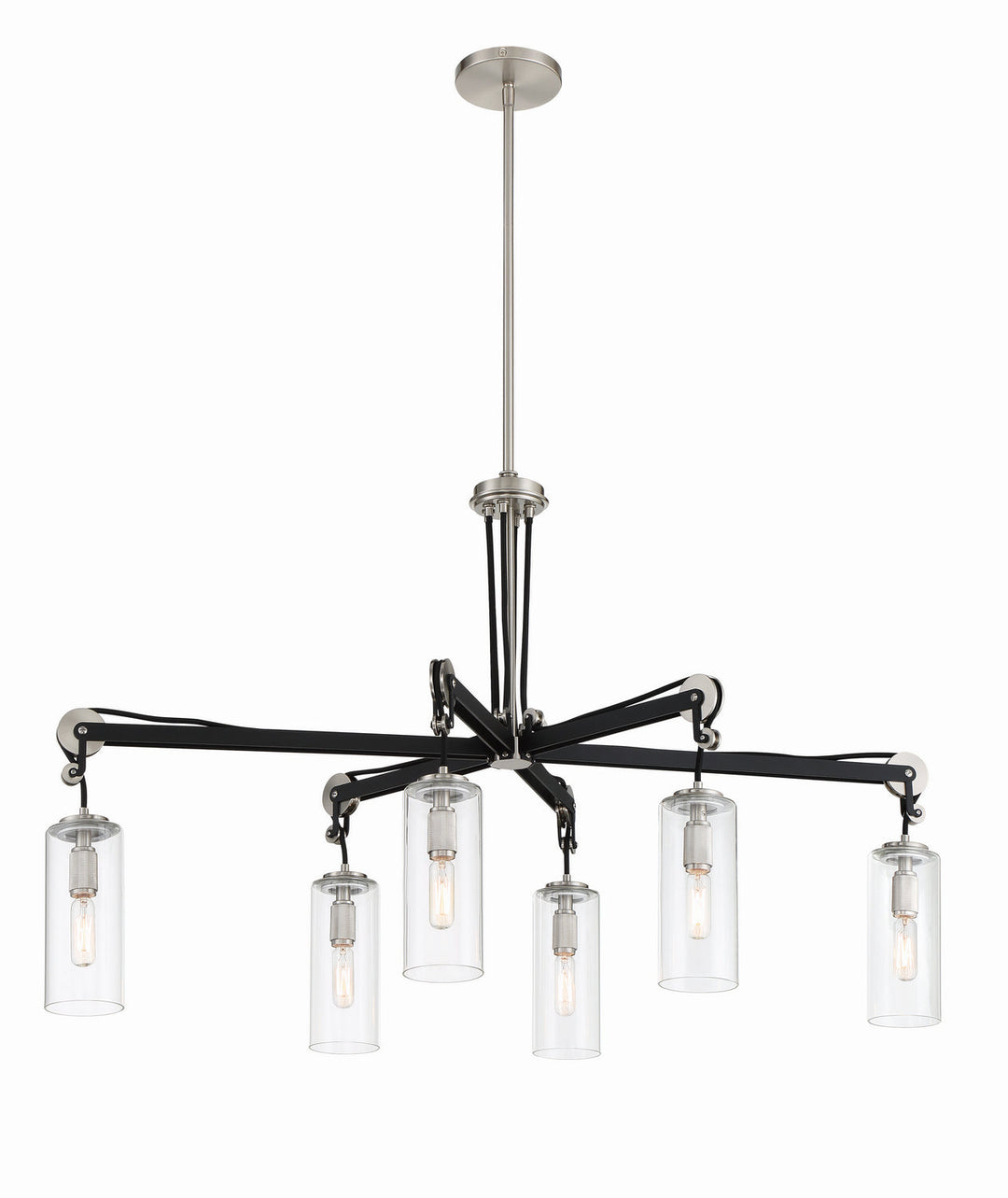 Minka Lavery Pullman Junction Six Light Island Pendant in Coal with Brushed Nickel