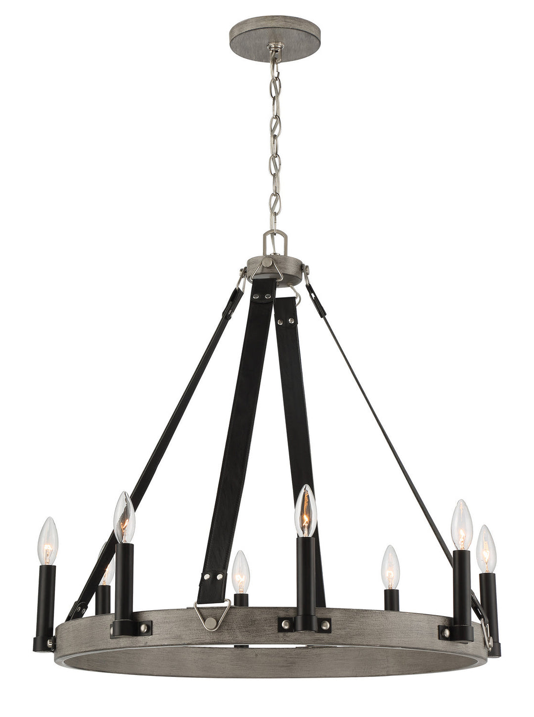 Minka Lavery Rawson Ridge Eight Light Chandelier in Aged Silverwood And Coal