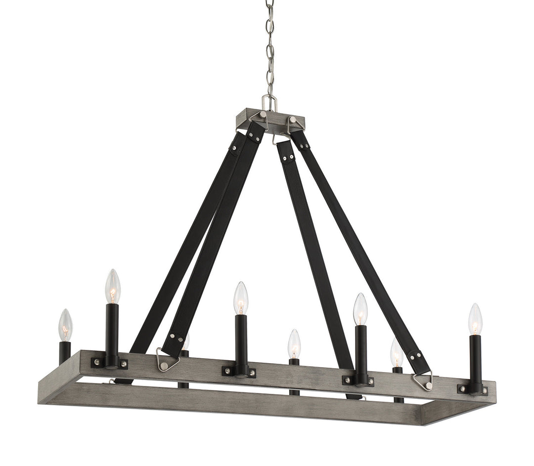 Minka Lavery Rawson Ridge Eight Light Island Pendant in Aged Silverwood And Coal