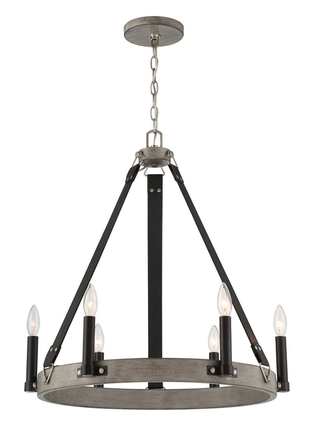 Minka Lavery Rawson Ridge Six Light Chandelier in Aged Silverwood And Coal