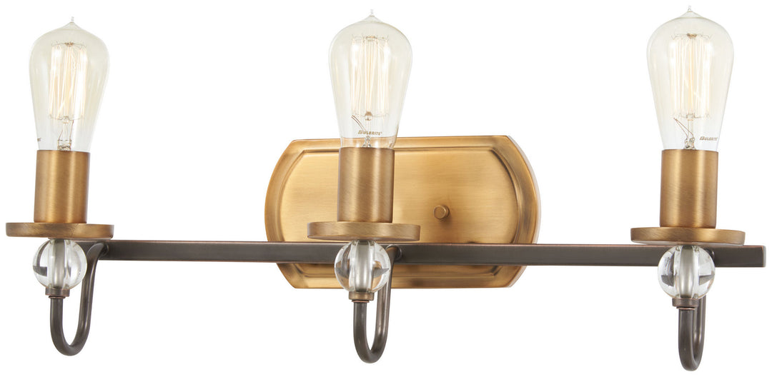 Minka Lavery Safra Three Light Bath in Harvard Court Bronze with Natural Brushed Brass
